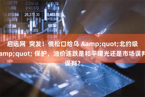 启远网  突发！俄松口给乌 &quot;北约级&quot; 保护，油价连跌是和平曙光还是市场误判？