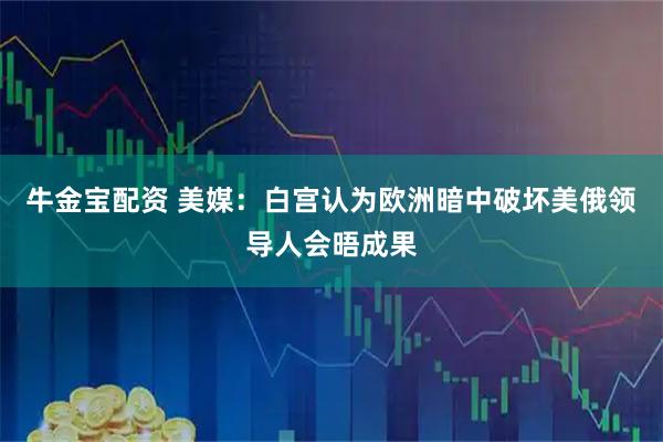 牛金宝配资 美媒：白宫认为欧洲暗中破坏美俄领导人会晤成果