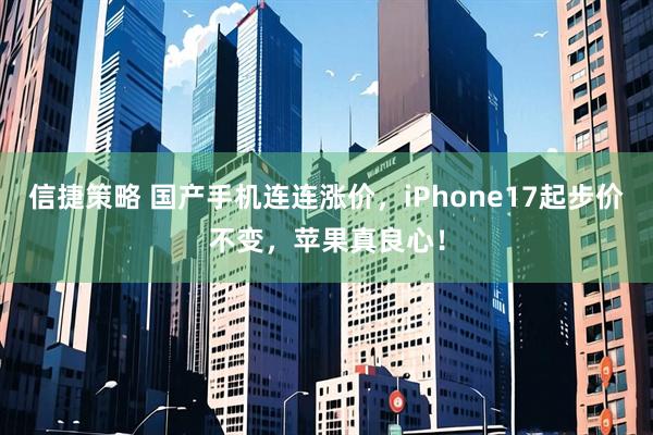 信捷策略 国产手机连连涨价，iPhone17起步价不变，苹果真良心！