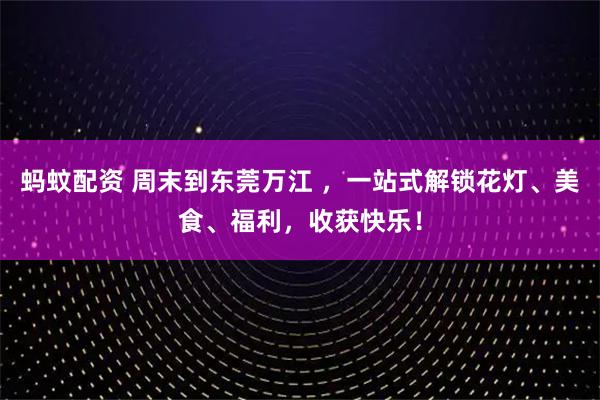 蚂蚊配资 周末到东莞万江 ，一站式解锁花灯、美食、福利，收获快乐！