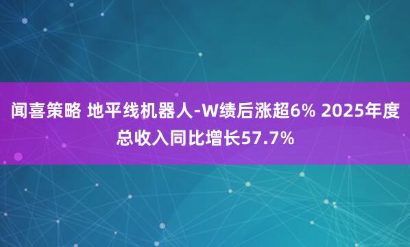 闻喜策略 地平线机器人-W绩后涨超6% 2025年度总收入同比增长57.7%